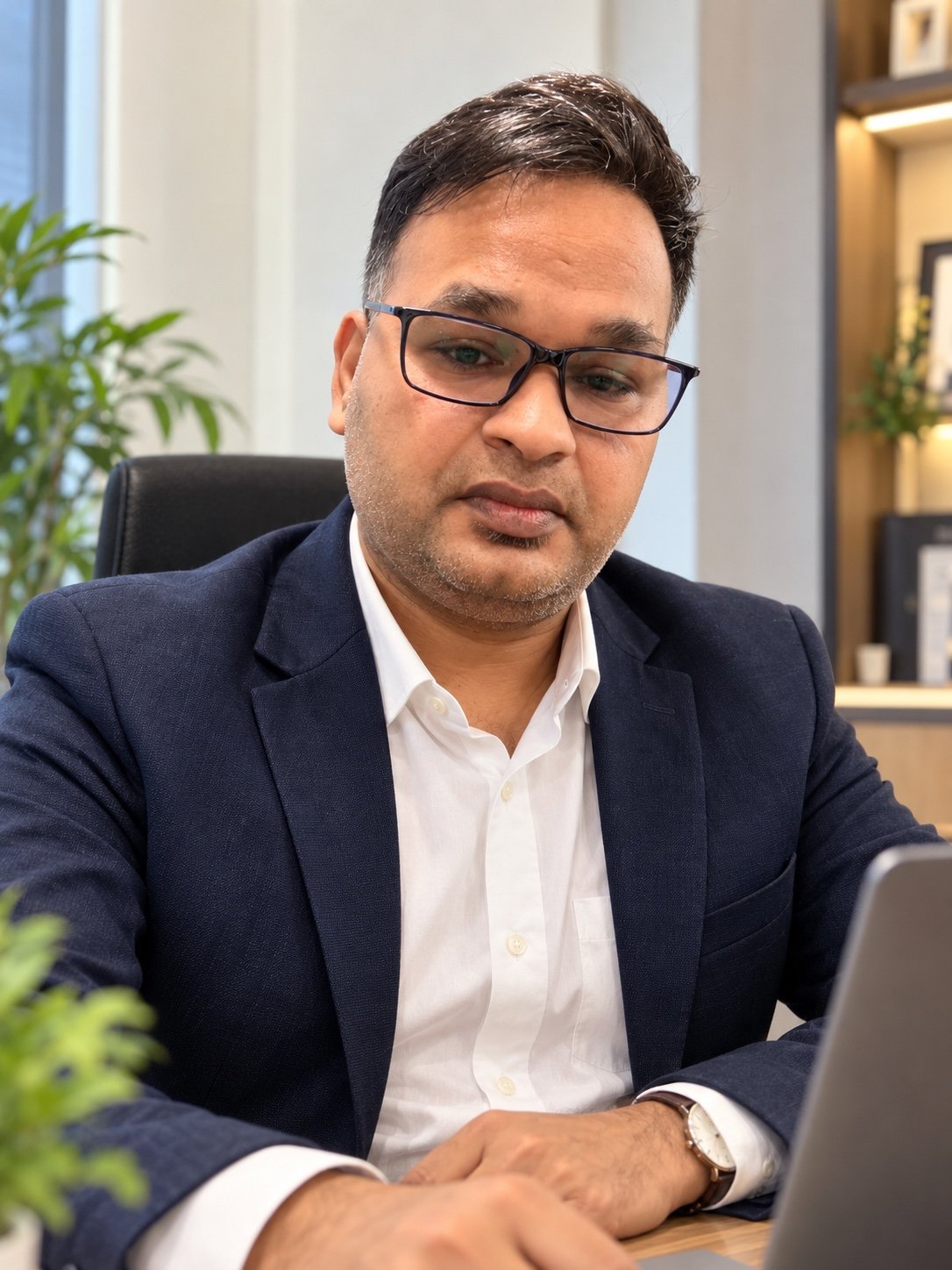 Jainendra Upadhyay in a professional business-coach portrait